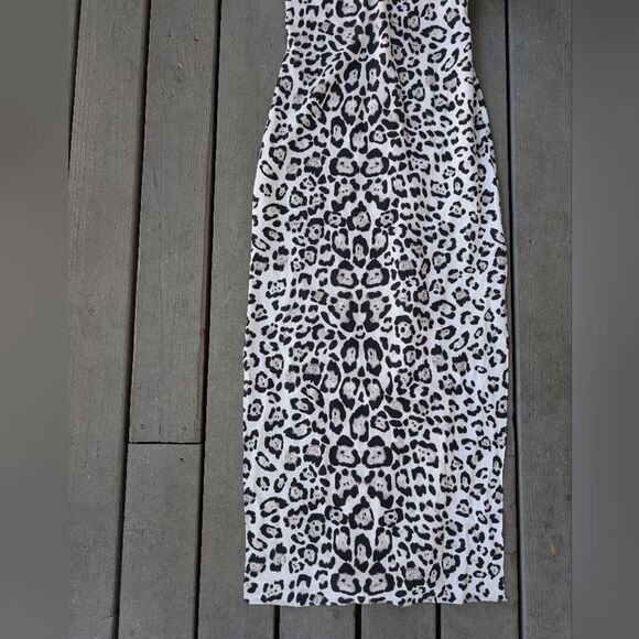 Majorelle Gray Cheetah Animal Print Maxi Slip Dress S‎ Side Slit Boho - Picture 3 of 5